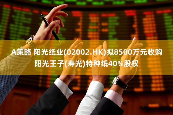 A策略 阳光纸业(02002.HK)拟8500万元收购阳光王子(寿光)特种纸40%股权