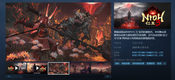 淘配网 没有D加密！《仁王3》上线Steam商店：标准版348元！