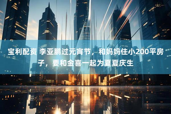 宝利配资 李亚鹏过元宵节，和妈妈住小200平房子，要和金喜一起为夏夏庆生